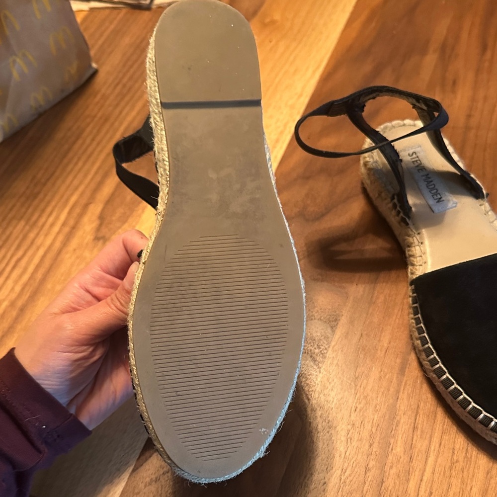 Steve Madden Black Espadrille Ankle-Strap Flats Size 6.5 - Picture 4 of 4